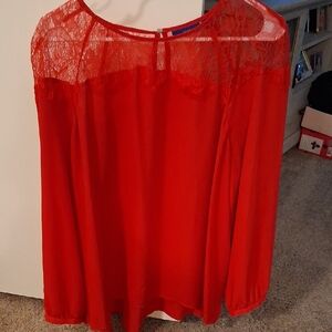 Apt. 9 Vibrant Red Lace Blouse